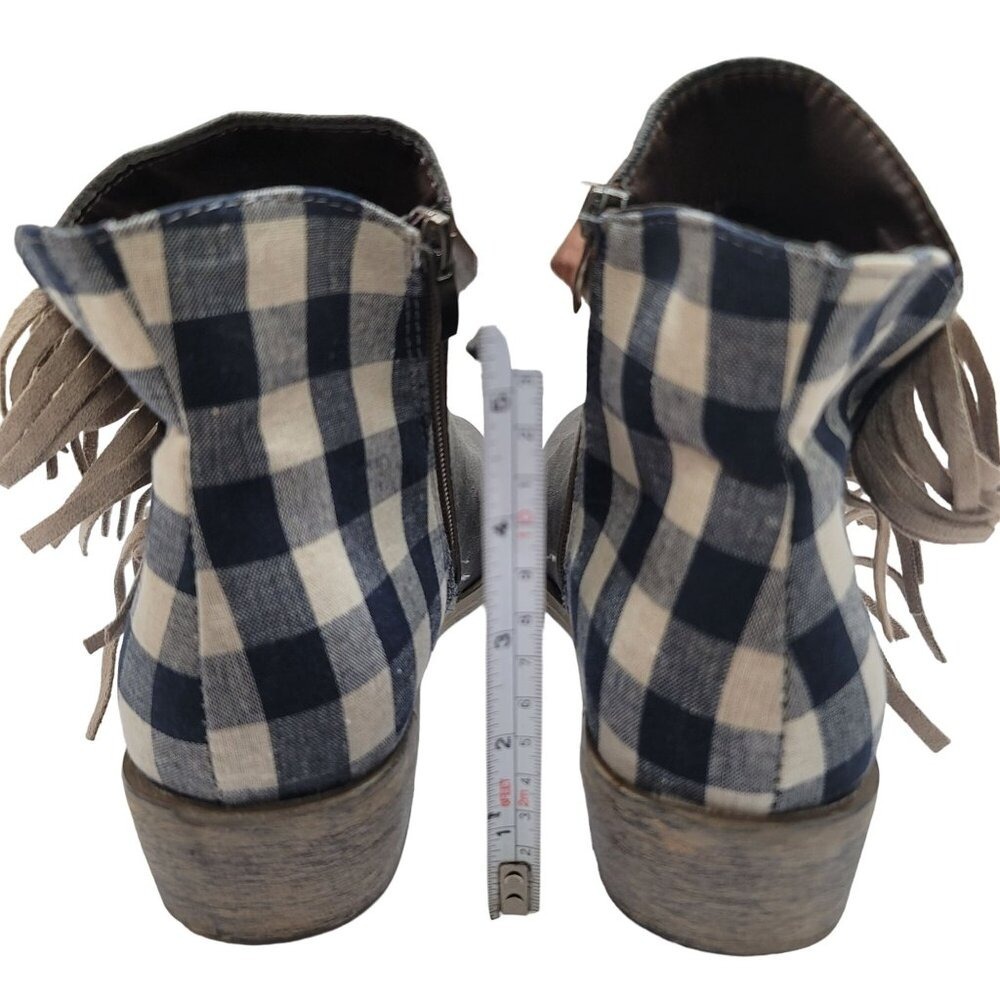 Women's Buffalo 10 Tassel Plaid Ankle Boots Western Boho Festival Y2K - Picture 4 of 8